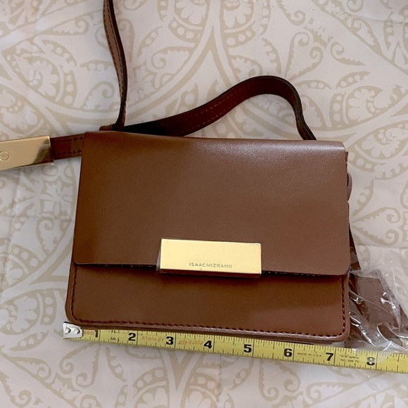 New Isaac Mizrahi Live Whitney Small Shoulder Saddle Cognac Brown Leather Bag - Picture 5 of 7